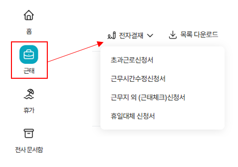 근태 전자결재 안내 이미지