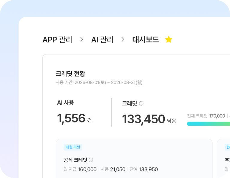 관리자 대시보드 화면